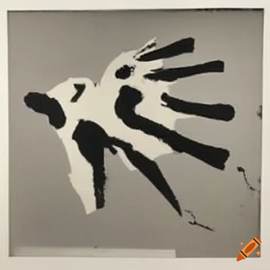 Calligraphic pictograms on paper resembling Henri Michaux's giant giraffe