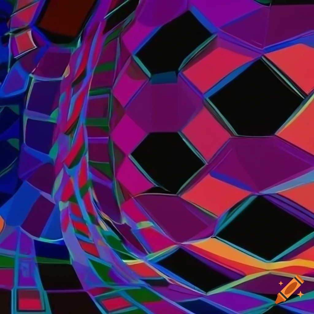 Abstract geometric art scene with mesmerizing shapes and colors