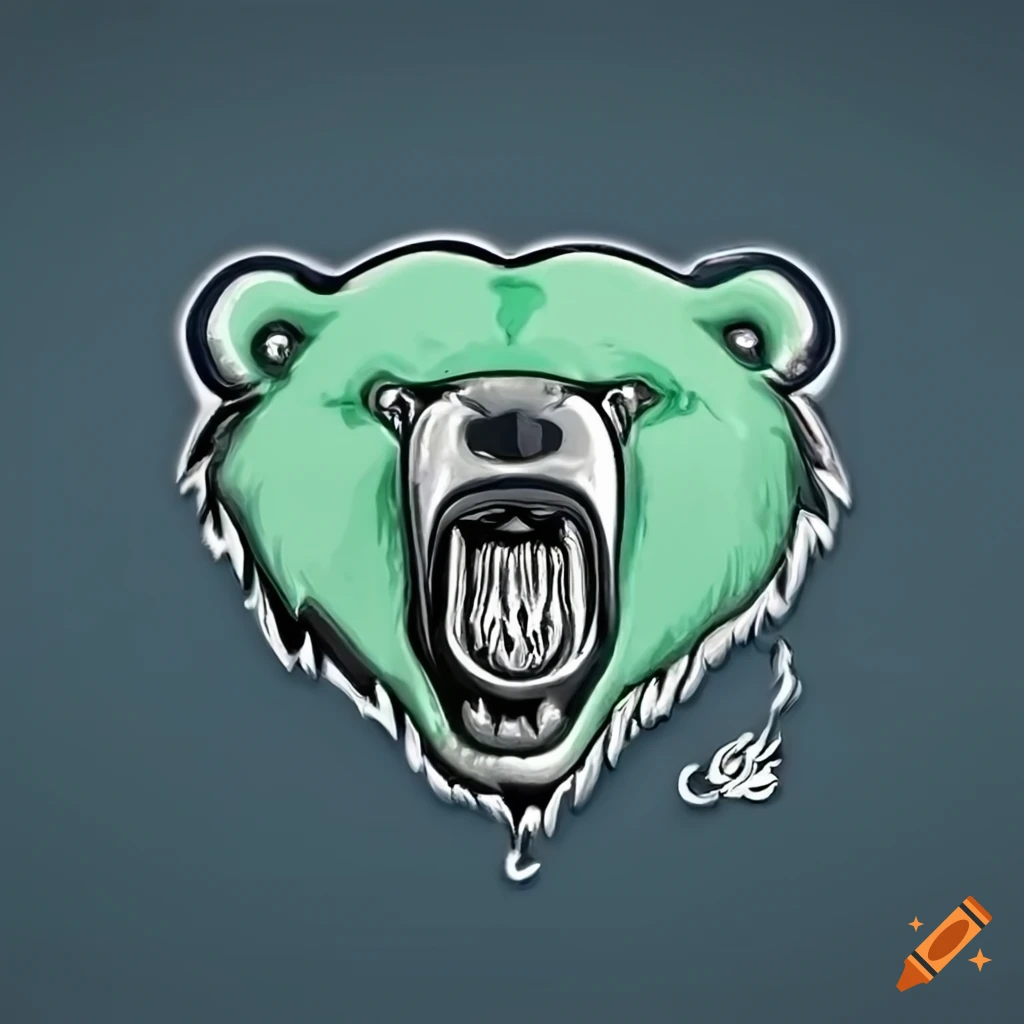 College emblem featuring a powerful kodiak grizzly bear in green, navy blue, and silver