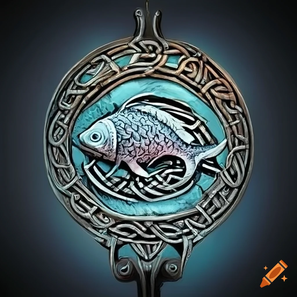 Viking emblem with a fish design