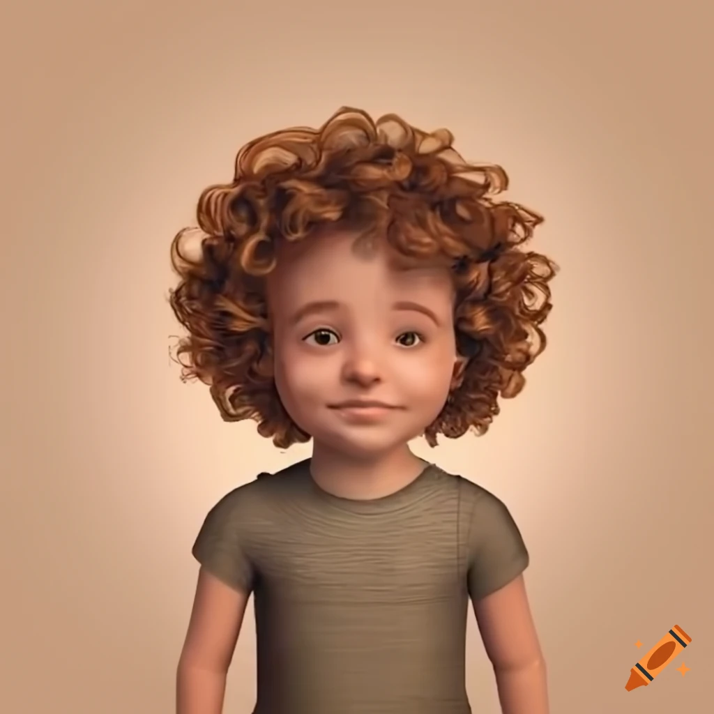 Cheerful child with curly brown hair and an aureole