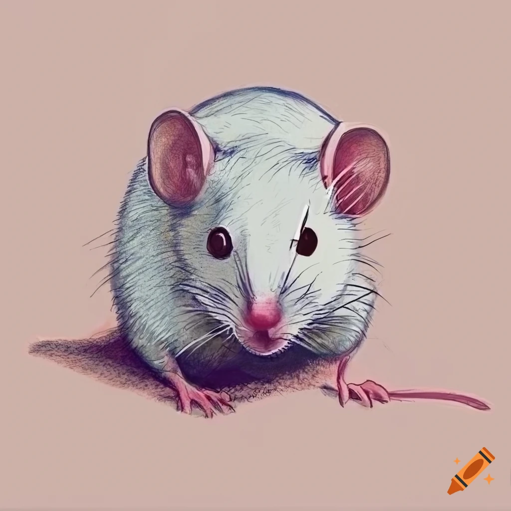 Drawing of a white lab mouse