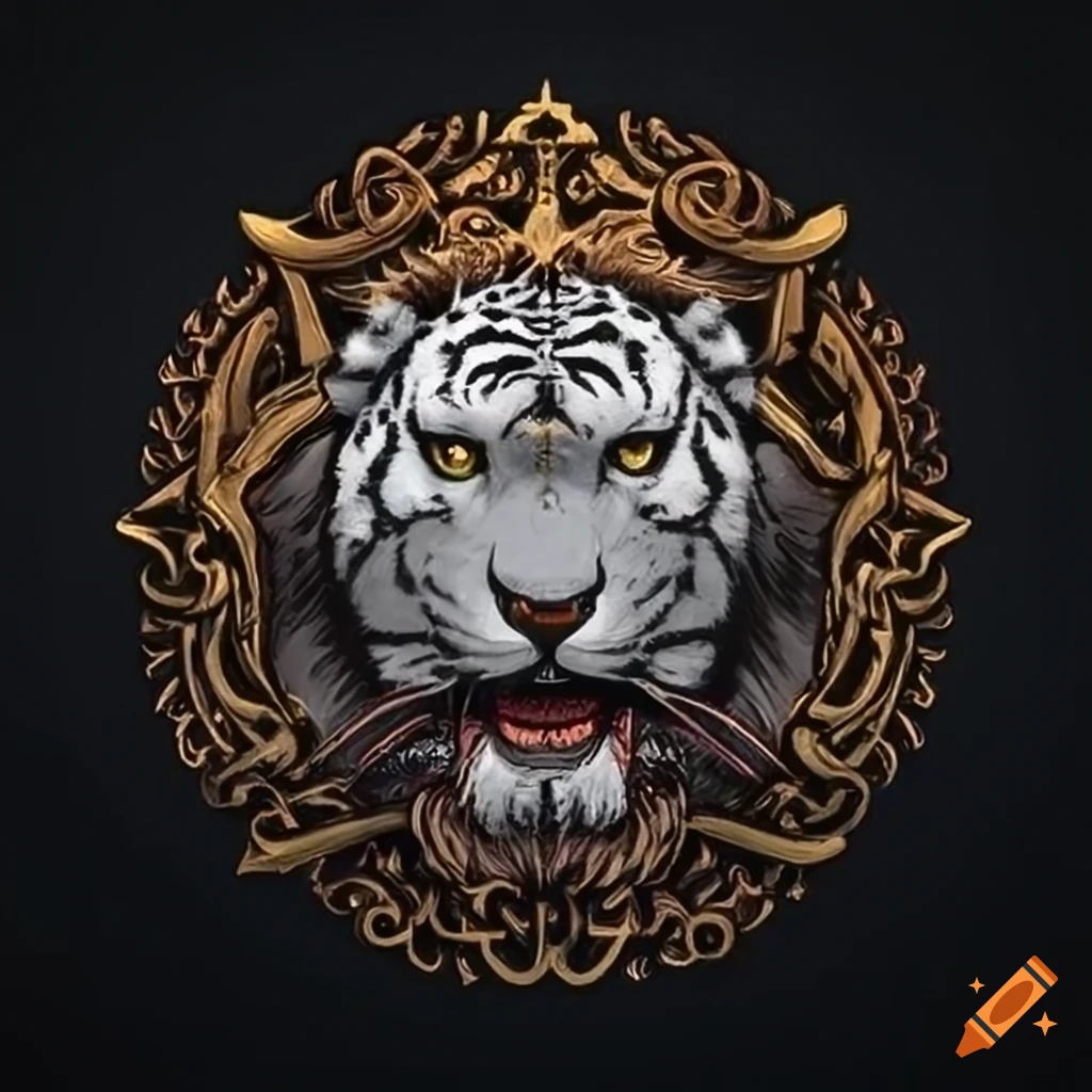 Viking emblem with a snow tiger