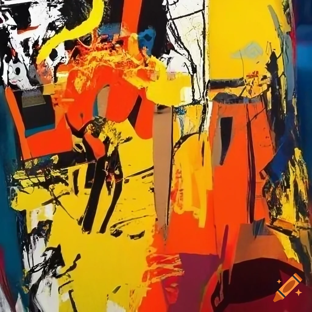 Abstract collage painting with orderly chaotic composition influenced ...