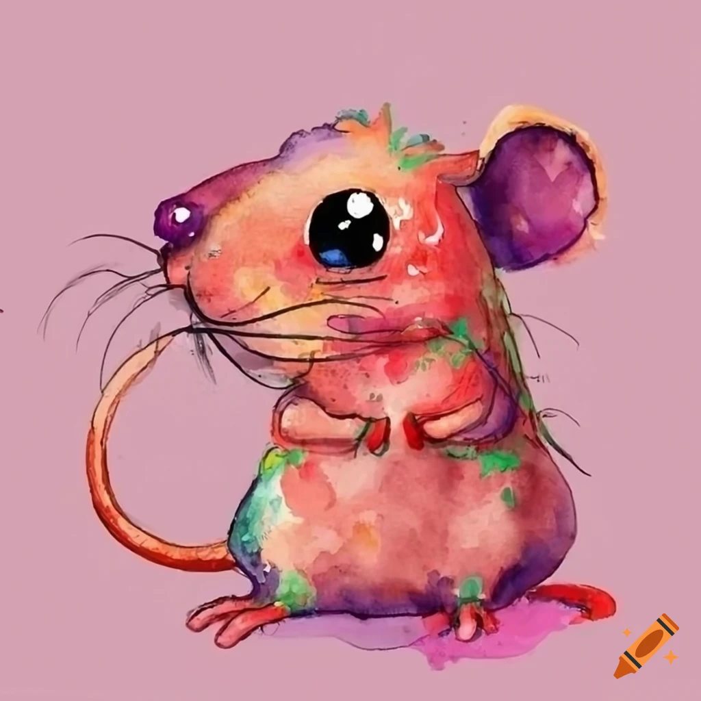 Cute cartoon strawberry mouse illustration