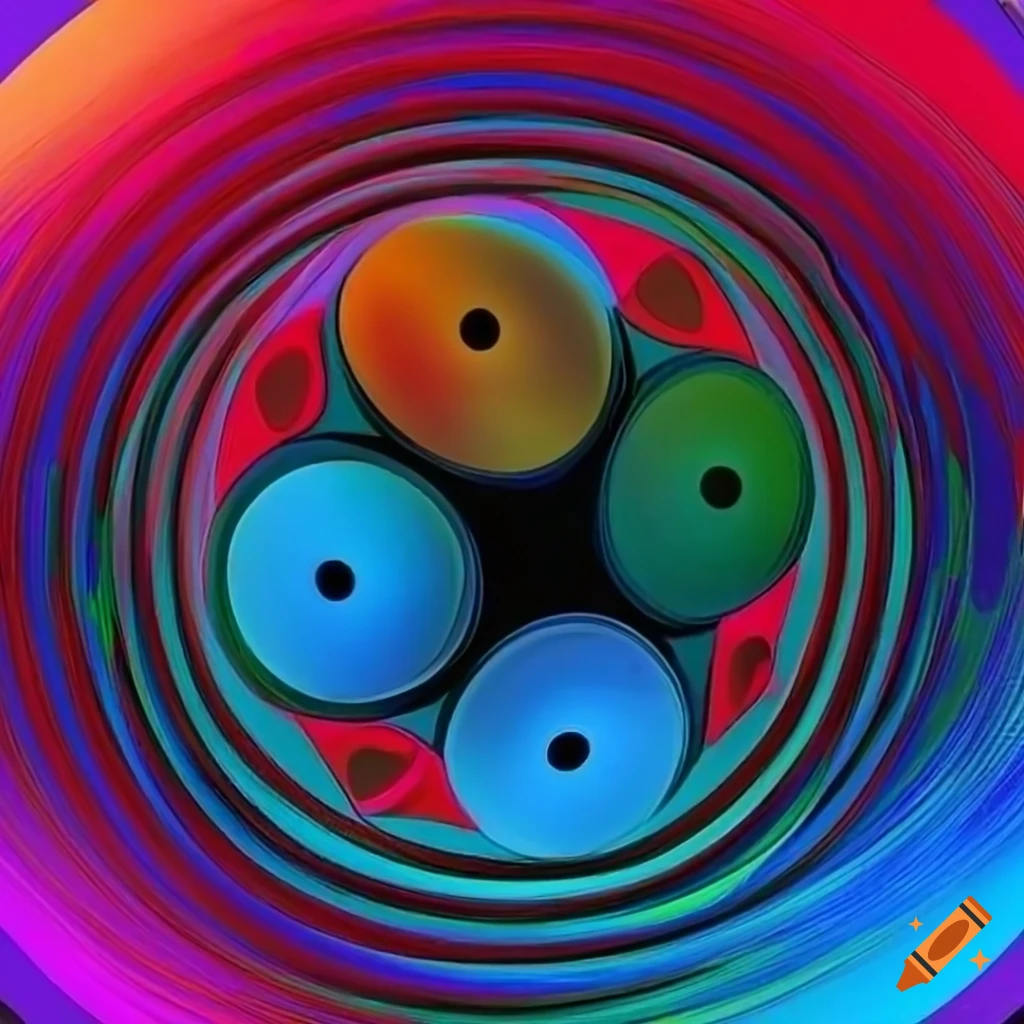 Abstract math representation of geometric shapes in vibrant colors