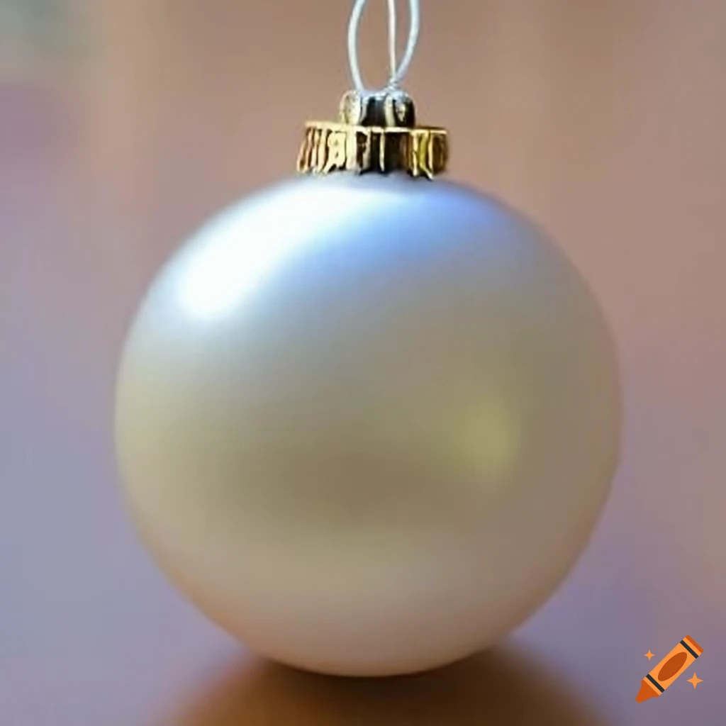 Silver white pearl ball ornament on a table top