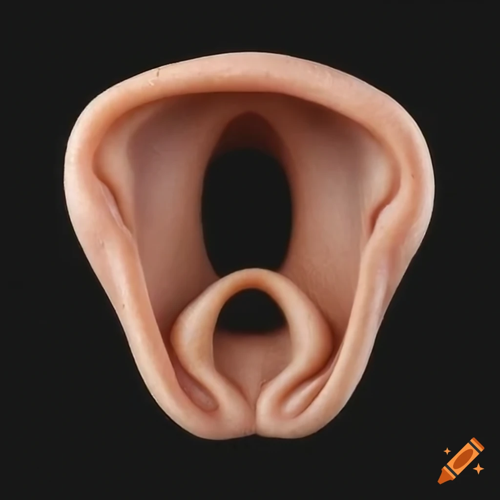 Human ear close-up resembling a face in its hollow