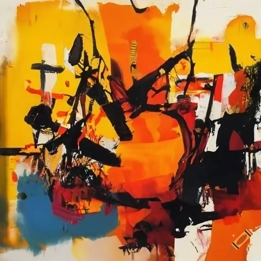 Abstract painting with orderly chaotic composition inspired by comic ...