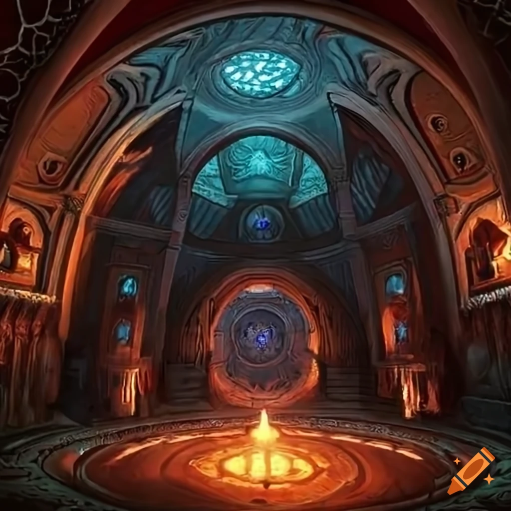 Interior of Mordenkainen's Tower in Avernus with shimmering black stone ...