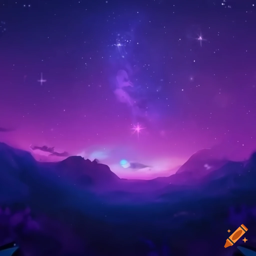 Anime night sky wallpaper in blue and purple hues