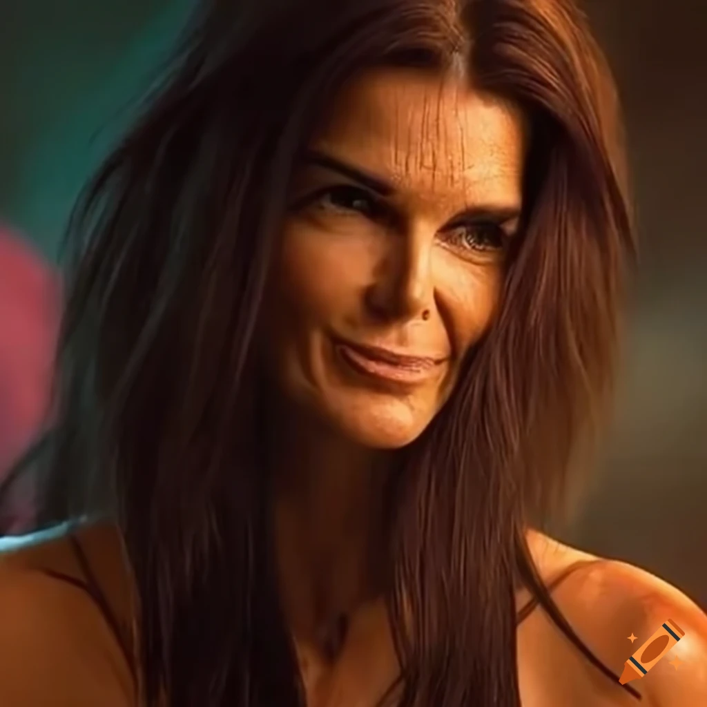 Hair-raiser horror-comedy movie poster featuring angie harmon on Craiyon