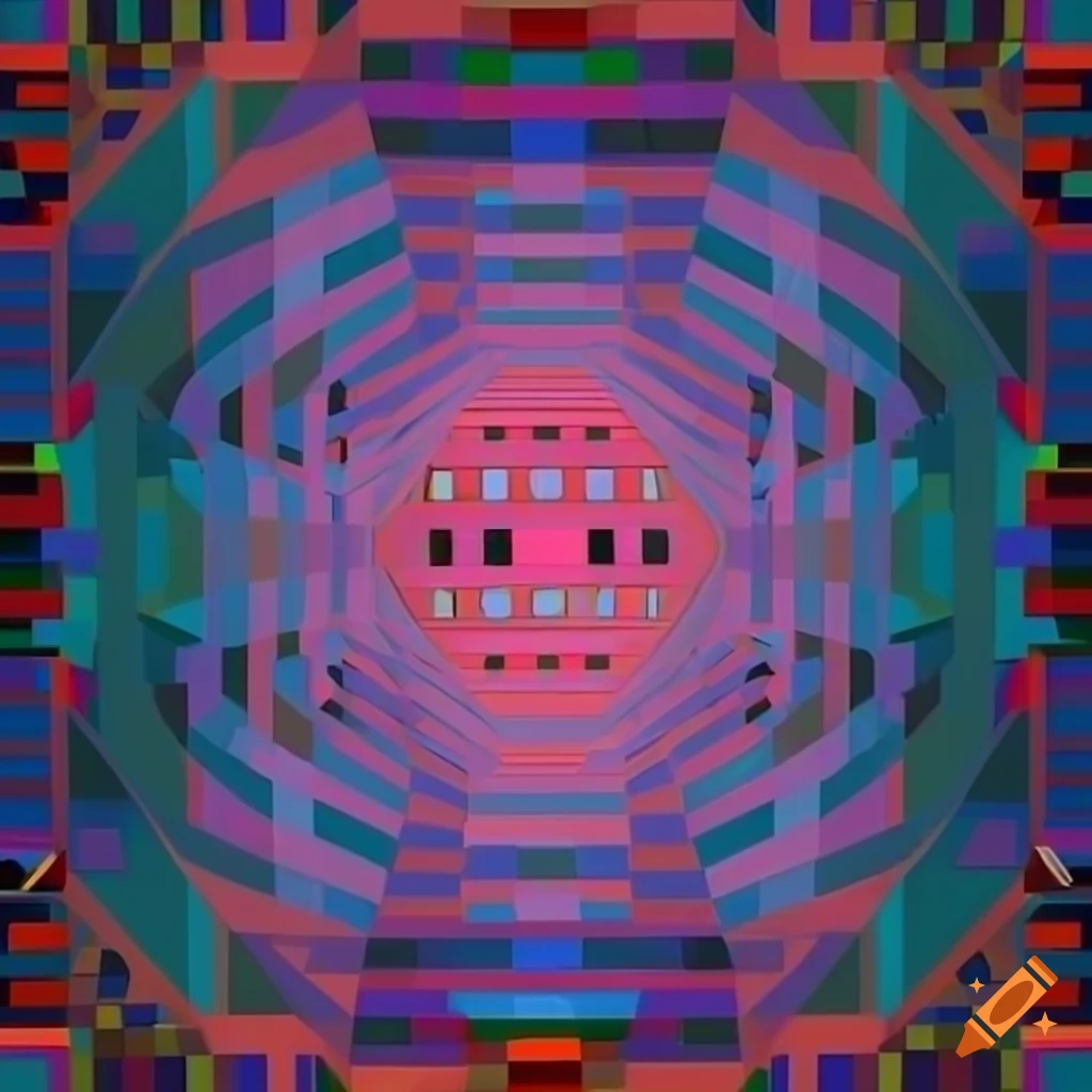 Abstract math representation with geometric shapes and illusions