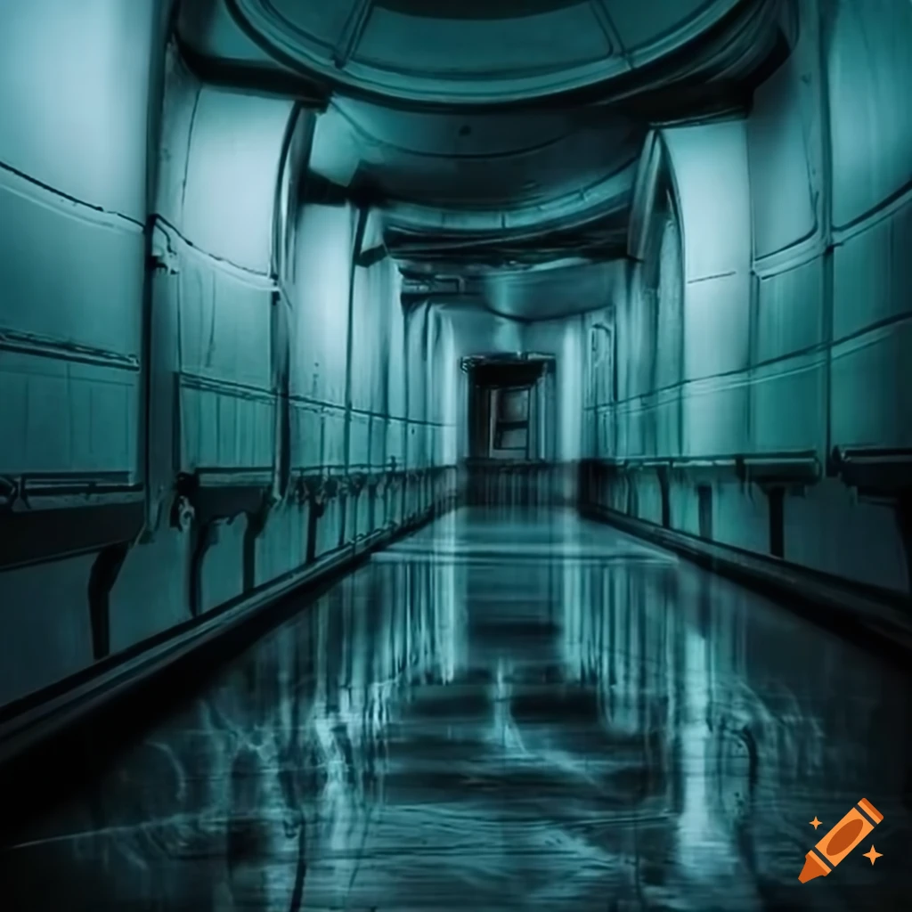 Spaceship corridor in a horror setting