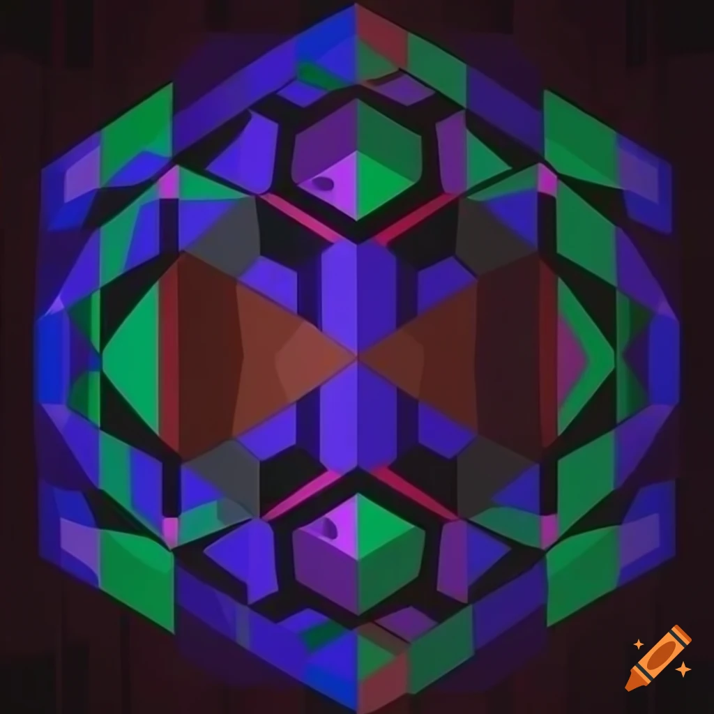 Abstract math representation with illusions and geometric colors on Craiyon