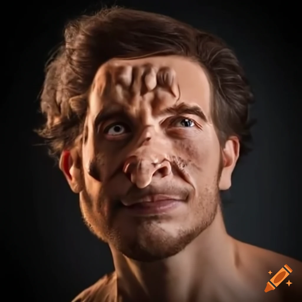 Man transforming into a Snickers bar in a scientific depiction