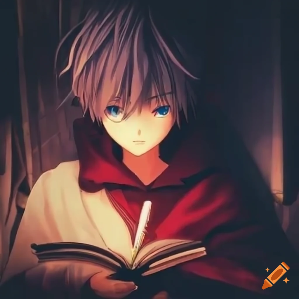 Anime boy writing in a diary