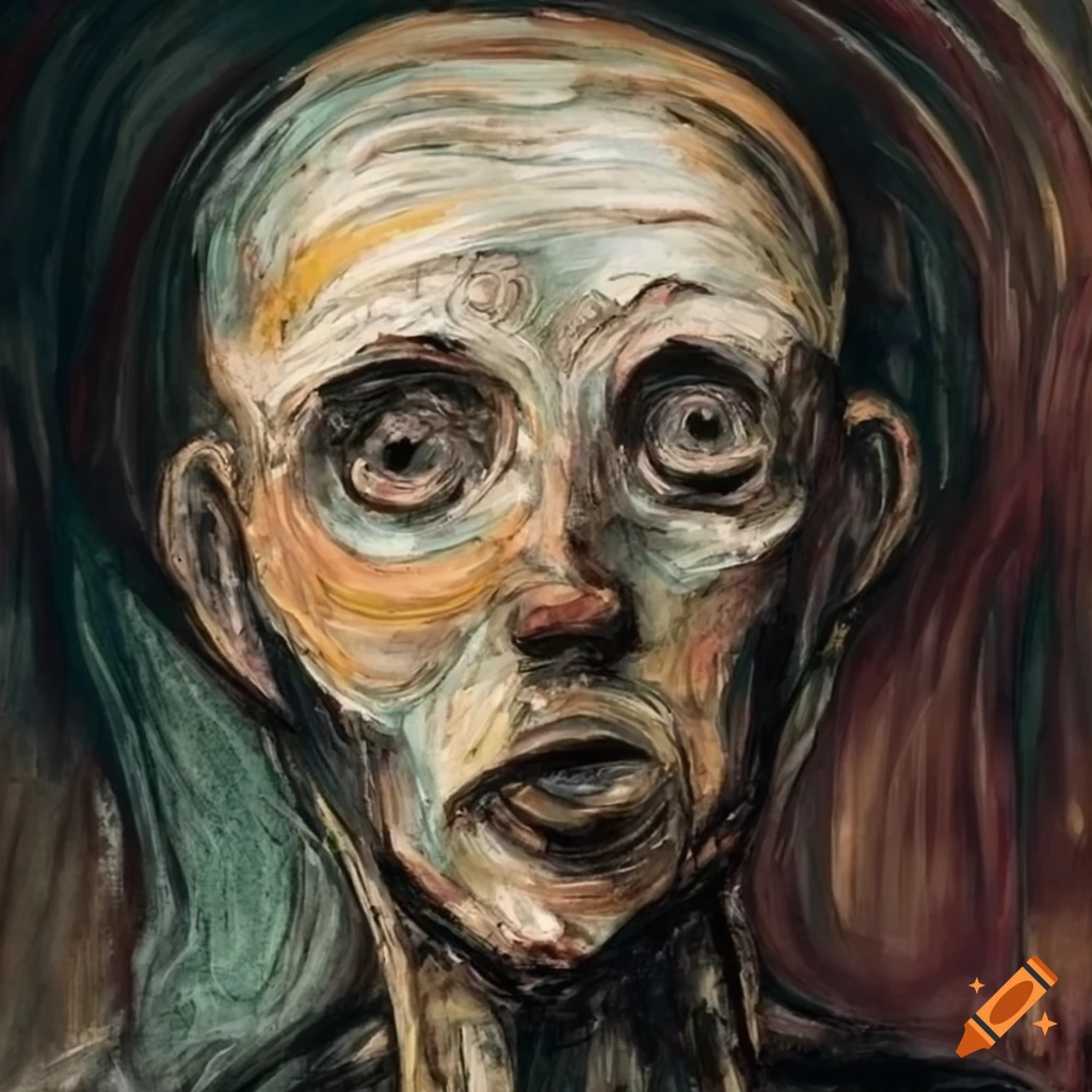 Expressionistic distressed human figures inspired by Edward Munch