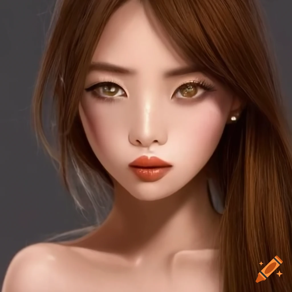Portrait of a girl with brown hair, hazel eyes, and squire face shape