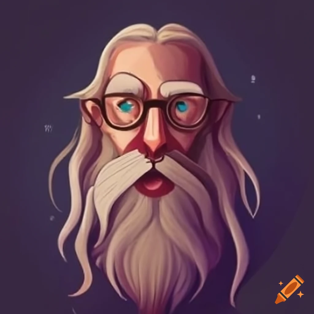Wizard with long beard and glasses
