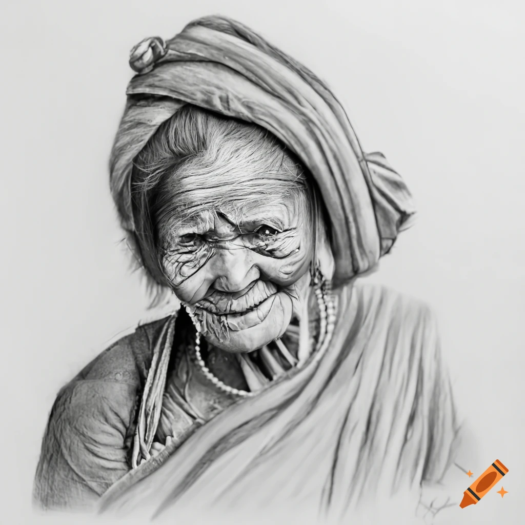 Nepali village old woman in a cinematic setting