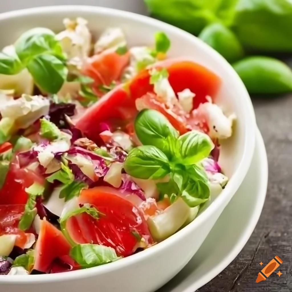 Watermelon feta salad with basil, vinegar, lemon, salt, and pepper