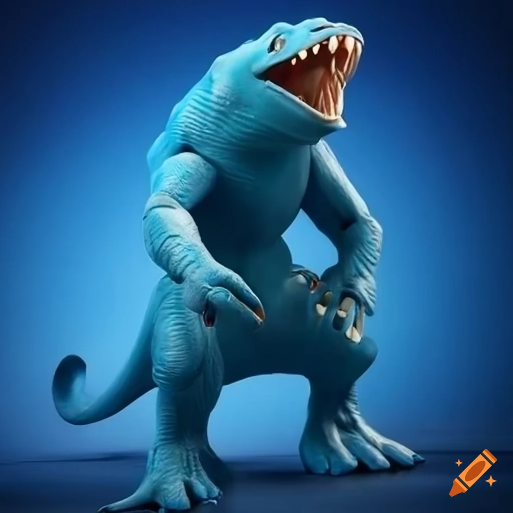 Blue humanoid creature with fish features in Pixar style
