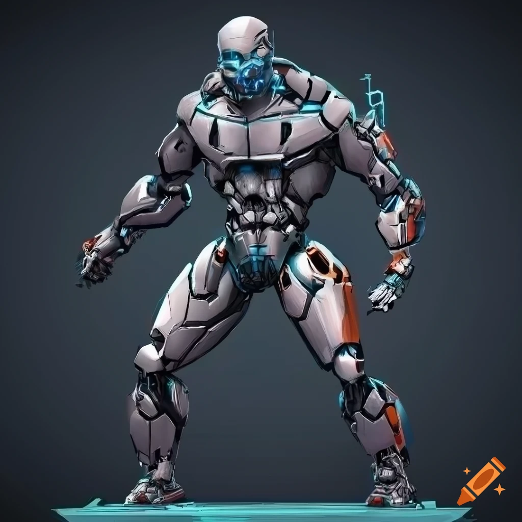 Realistic cyborg character inspired by metroidvania games in a sci-fi setting