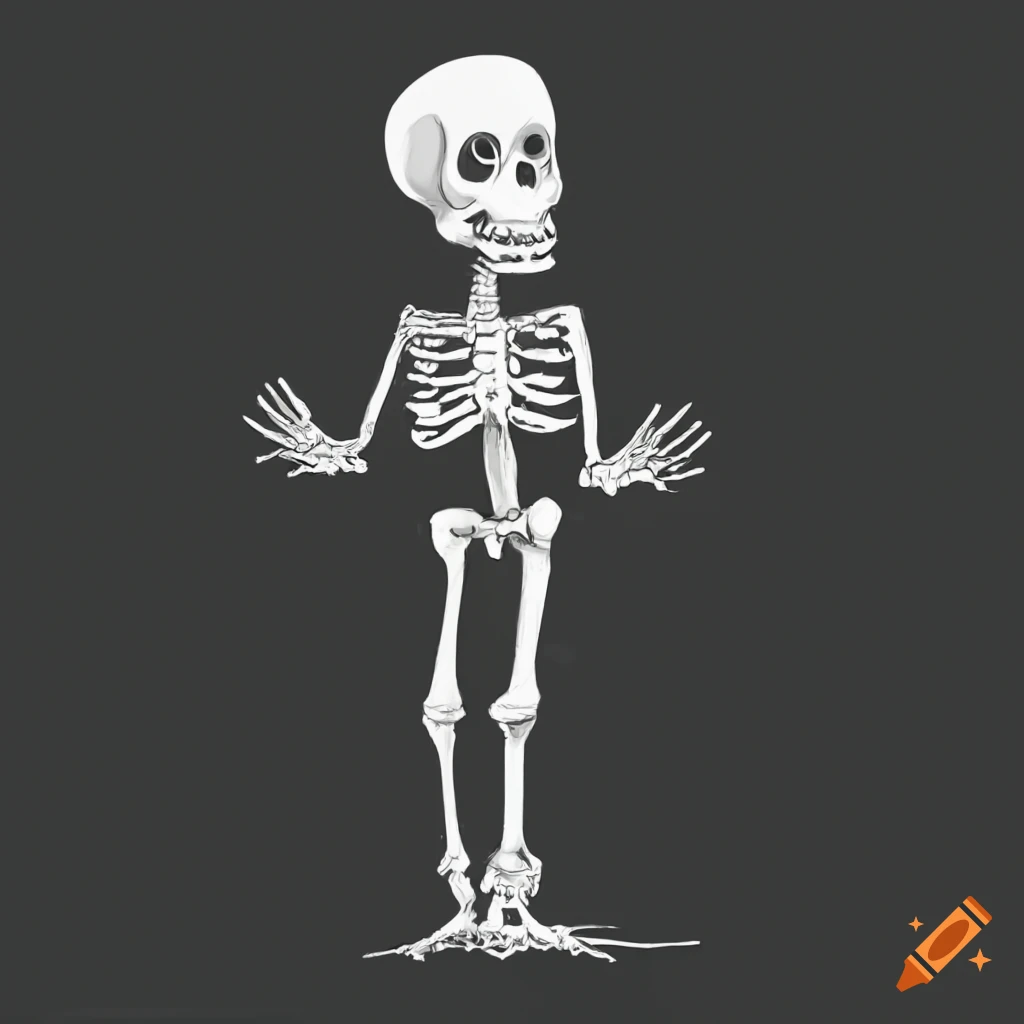 Two cute light-made skeletons facing front