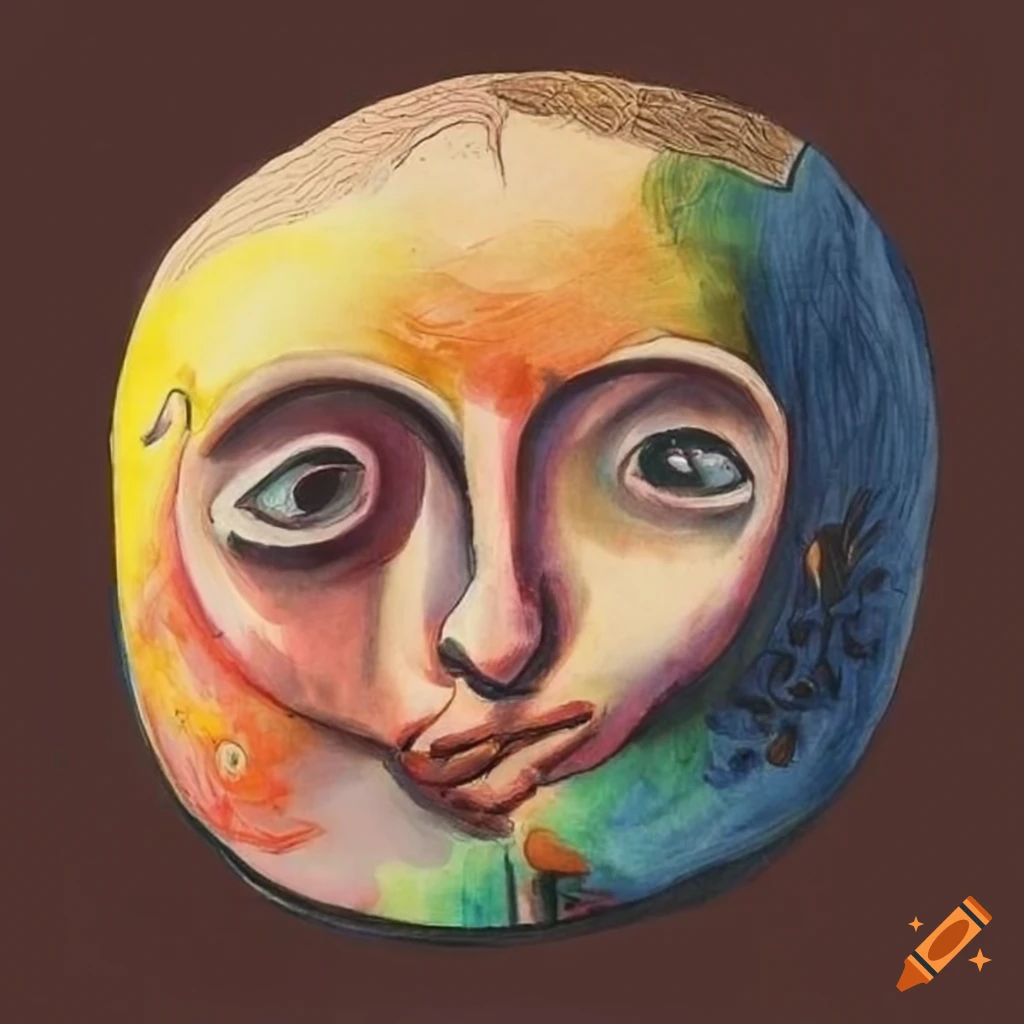Baroque crayon drawing of a dada object in hands inspired by various artists