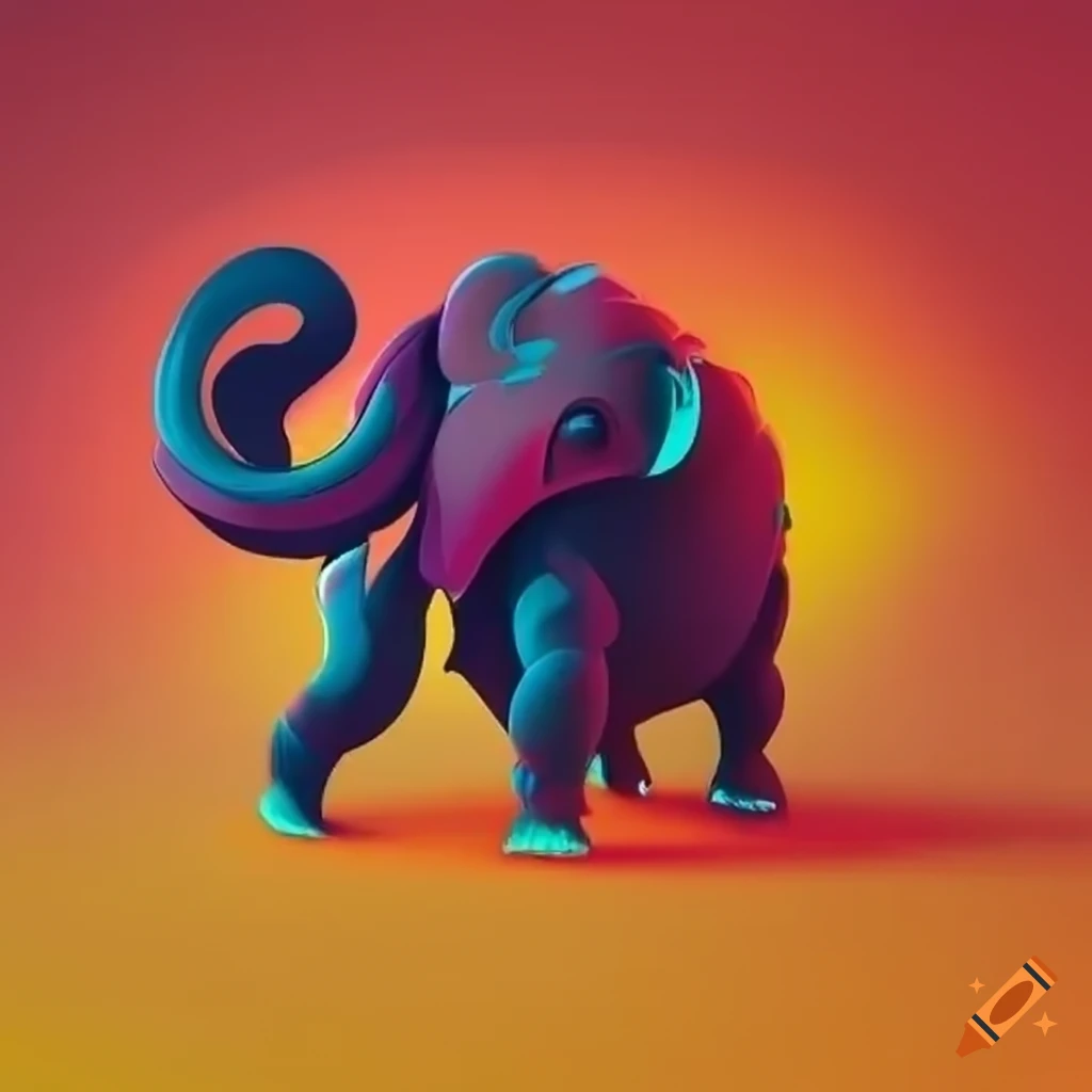 Bold and vibrant 2D orange logo featuring an elephant for a gaming brand