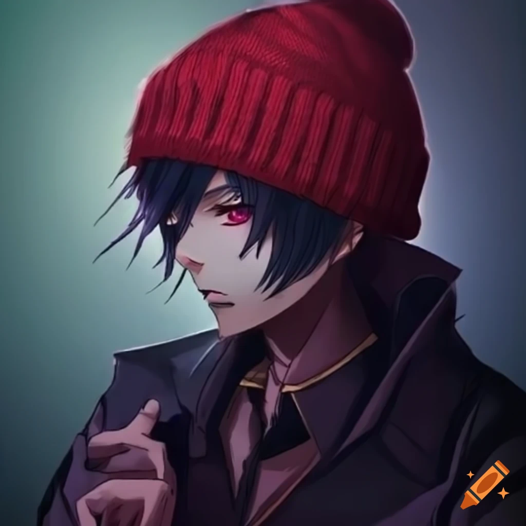 Cool anime male character wearing a beanie