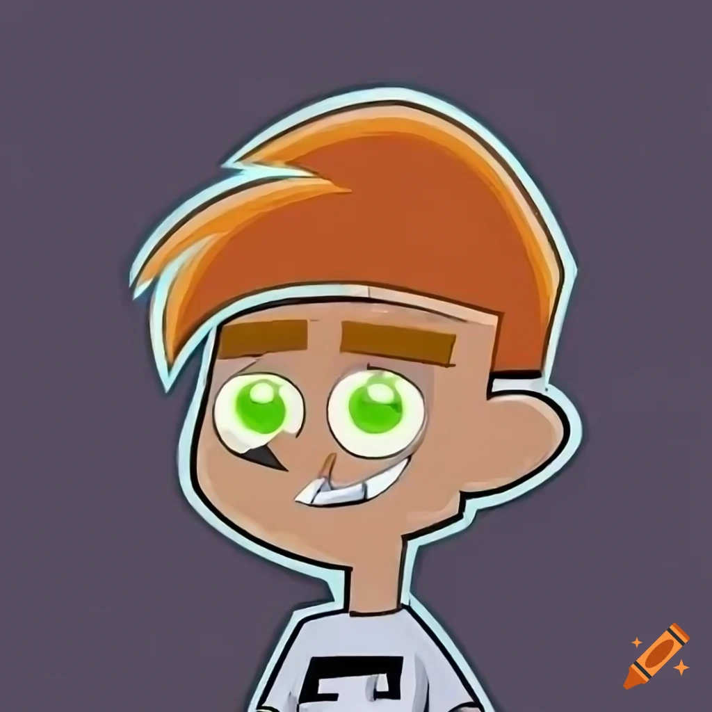 Isaac with orange hair and beard in Danny Phantom art style