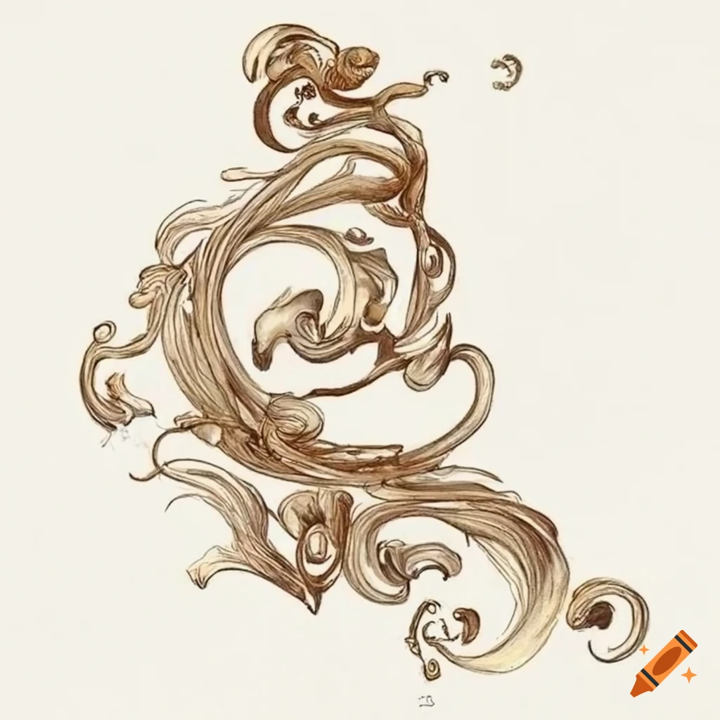Baroque style line drawing