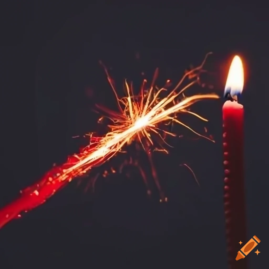 Red sparking birthday candles on black background