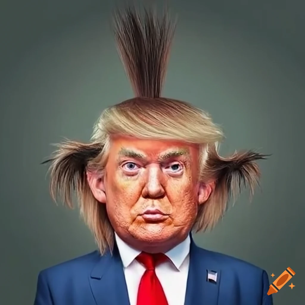 Satirical image of Donald Trump with pigtails on Craiyon