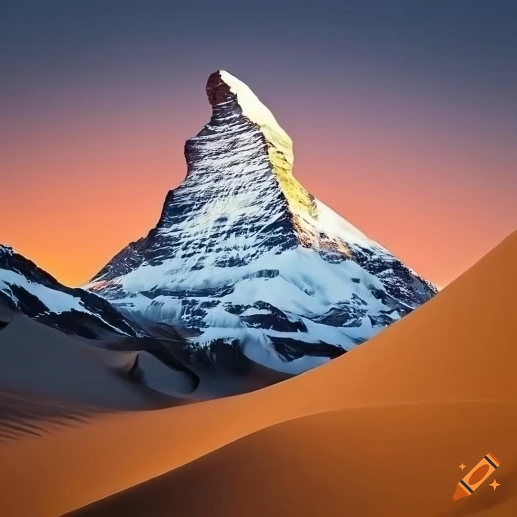 The Matterhorn depicted in dunes with hyperrealistic detail