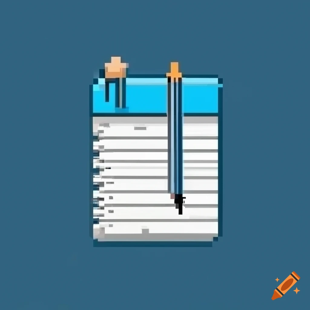 Pixel art icon of a stylish notebook with checkmarks for a productivity app