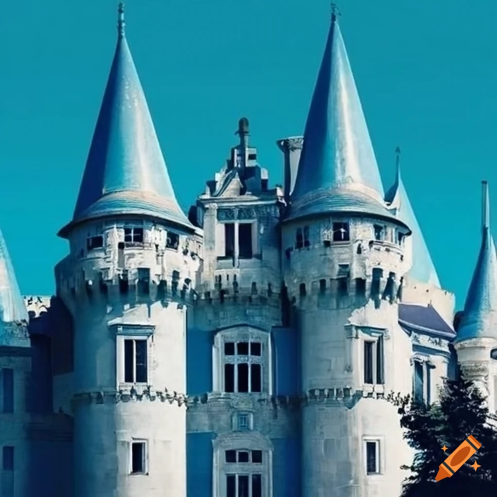 Castle with blue and white renaissance architecture