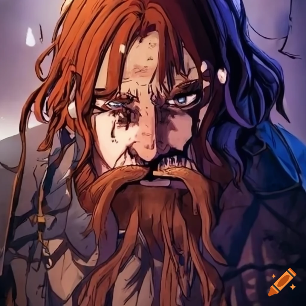 Dwarfen wizard with burn marks on face
