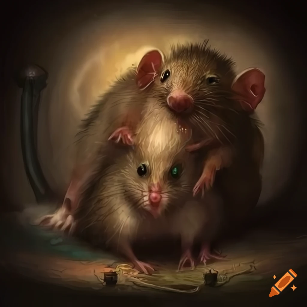 Pack of rats in a sewer in a fantasy art style