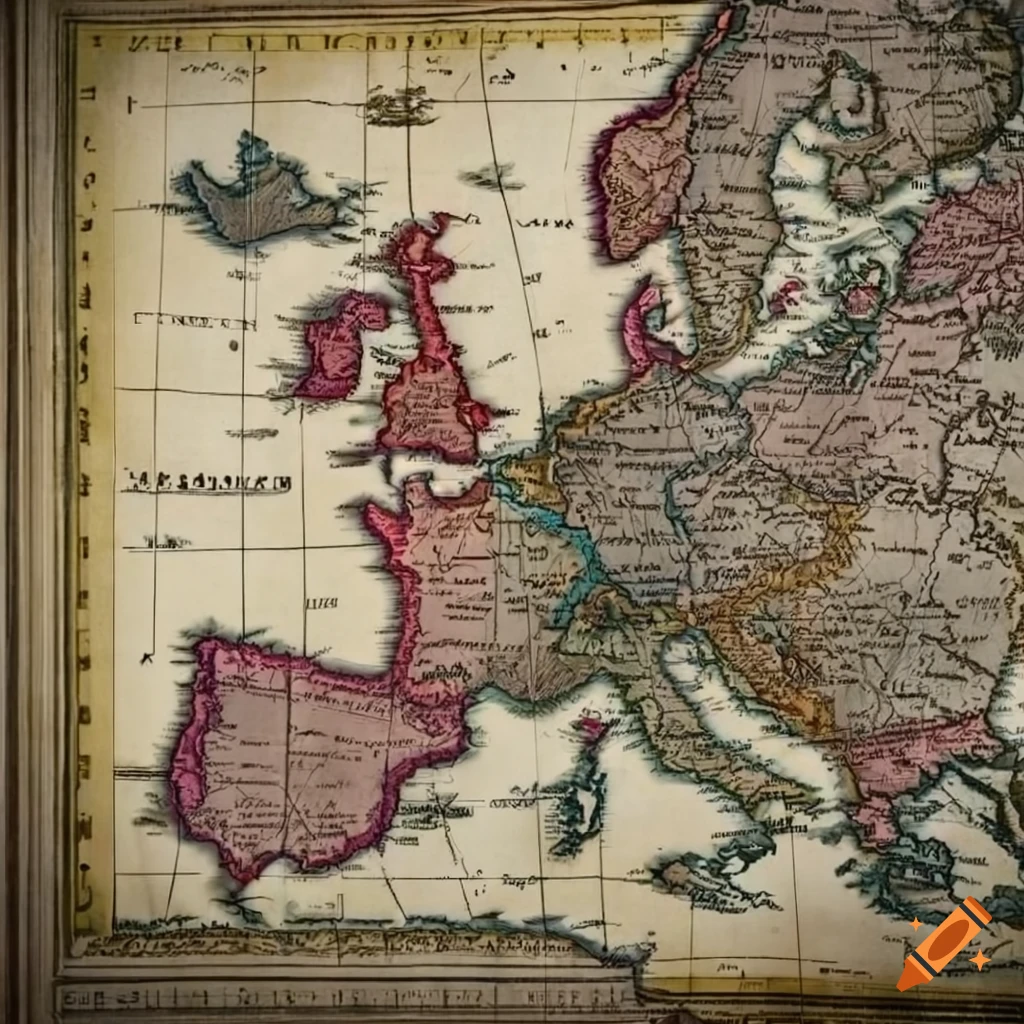 Close-up of a historical map of Europe with Austria and Karansebes highlighted in the late 18th century