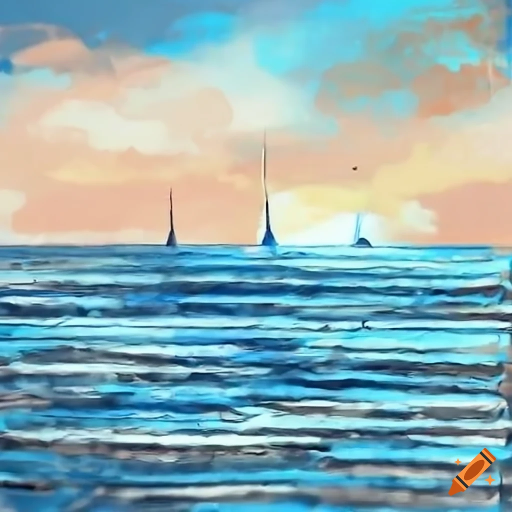 Scenic sea port landscape view