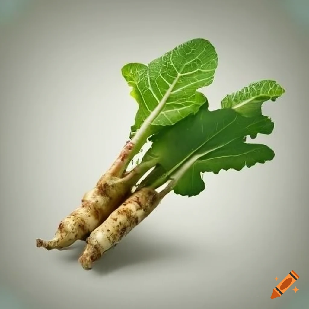 Horseradish root and leaves