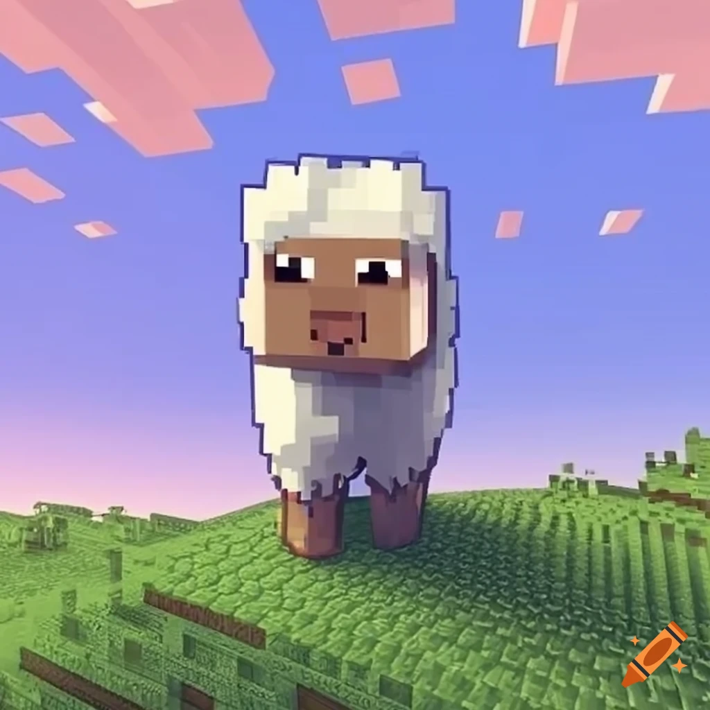 Cute Minecraft sheep prancing on a hill