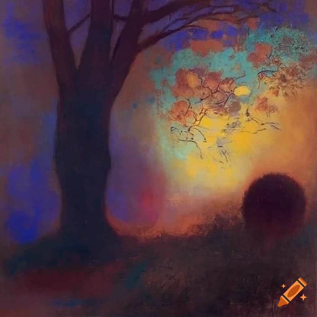 Tranquil Italian countryside at night by Odilon Redon