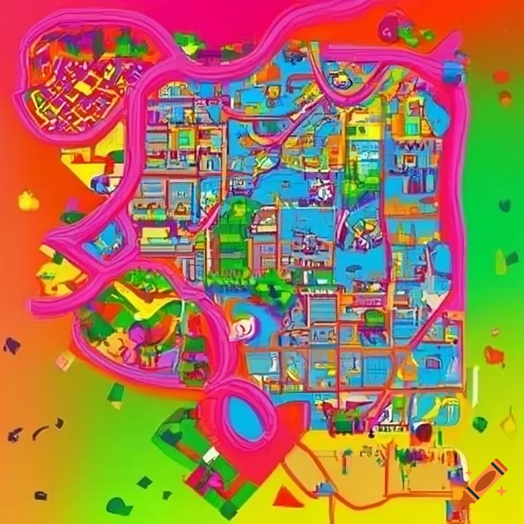 Fun and colorful Metz, France map in Super Mario Bros. style with streets names