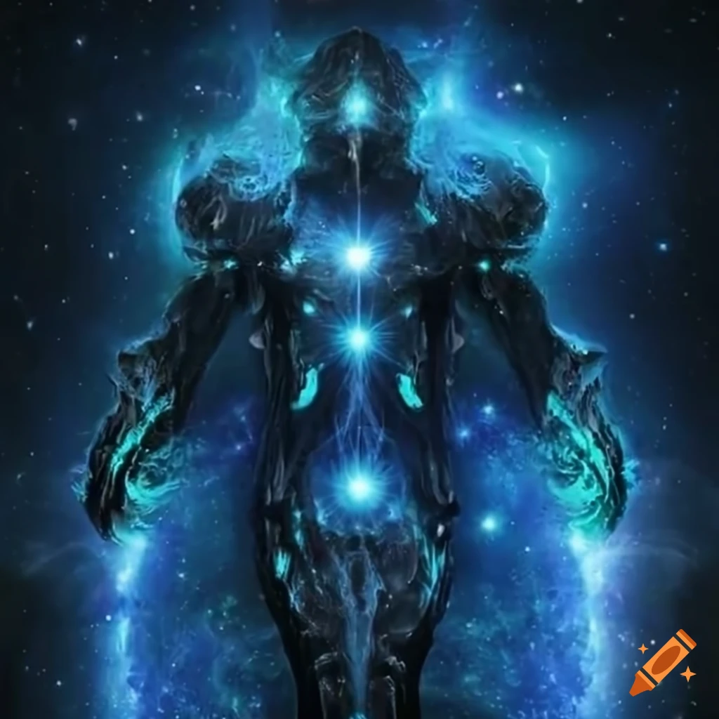 Universal Cosmic Interdimensional Being in energy armor battling in the galaxy