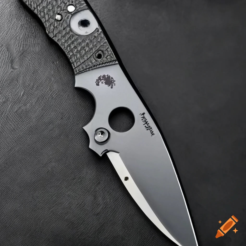 Spyderco jackknife on dark glass steel table in futuristic Japan style