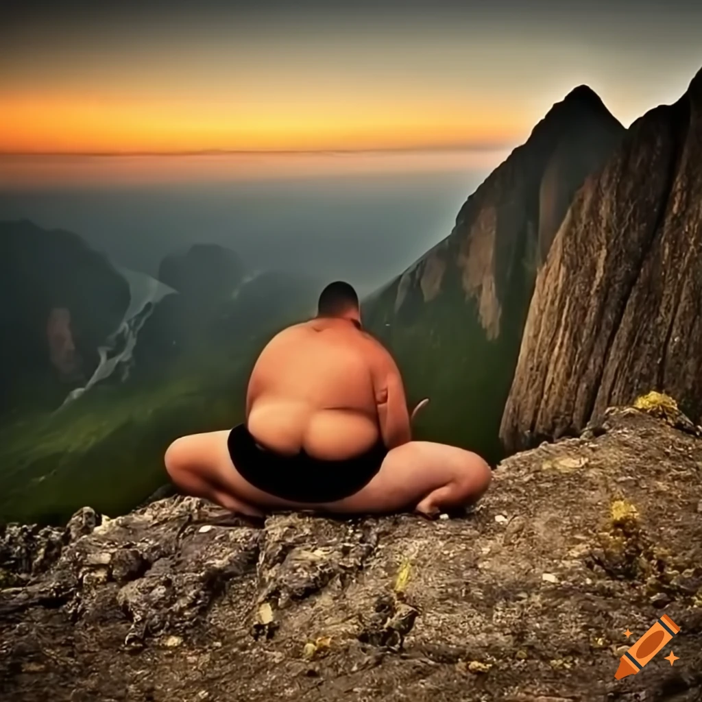 Man sitting on a mountain of gold in a realistic scene